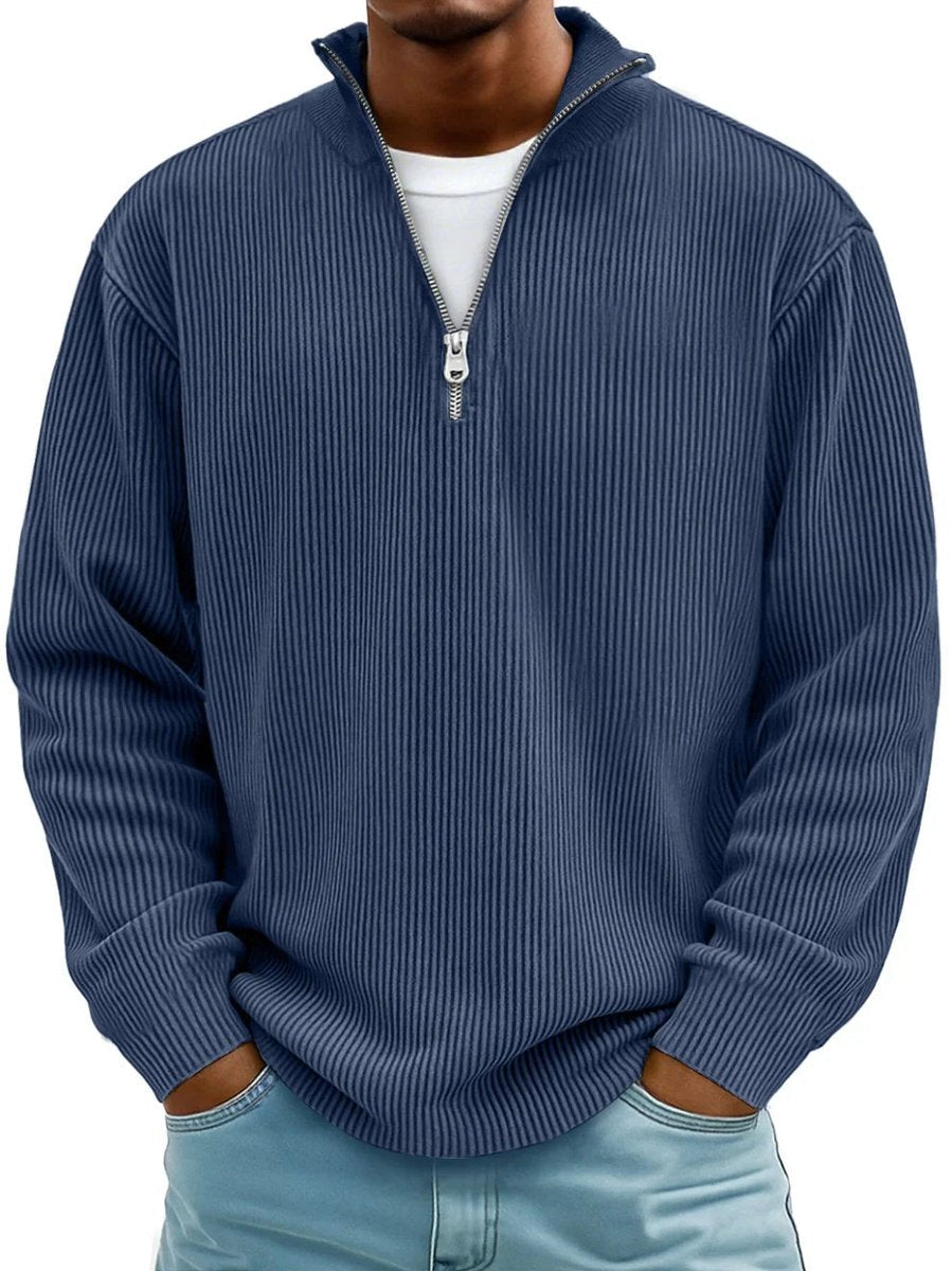 Vendros - Ribstickad Quarter-Zip Tröja För Vardagsbruk – bild 6